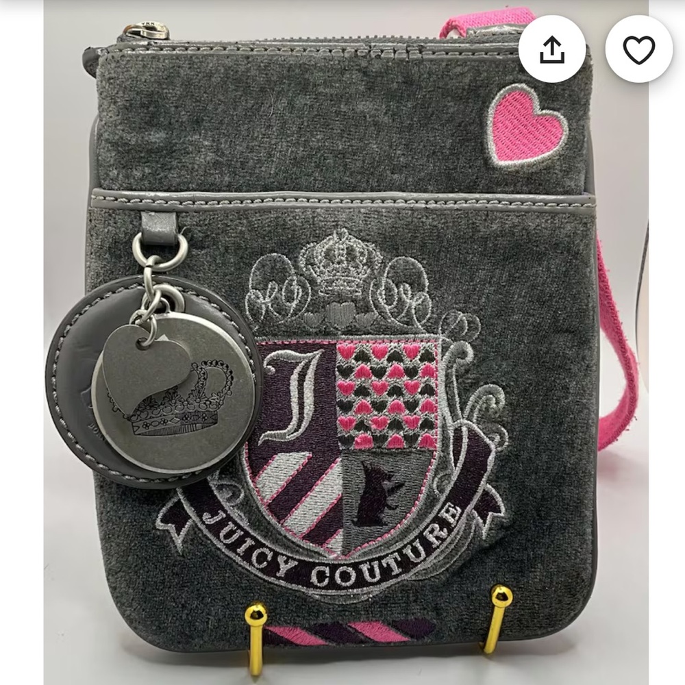 Juicy Couture Y2K !Charcoal and Pink Shoulder Bag